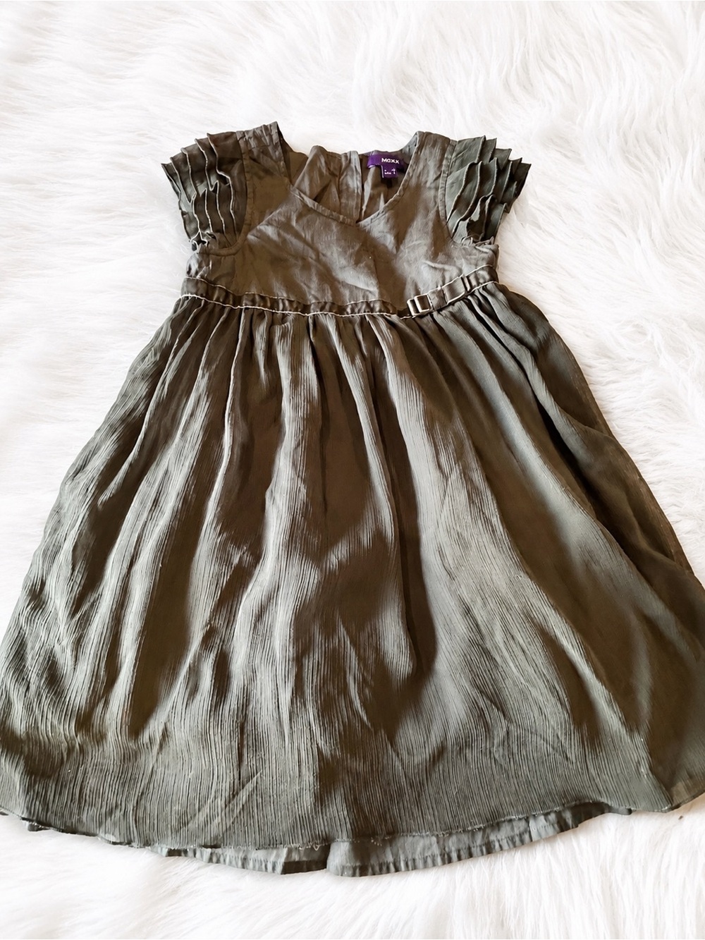 Mexx Girls Charcoal Gray Party Dress | Gold Glitter Hem | Size 8